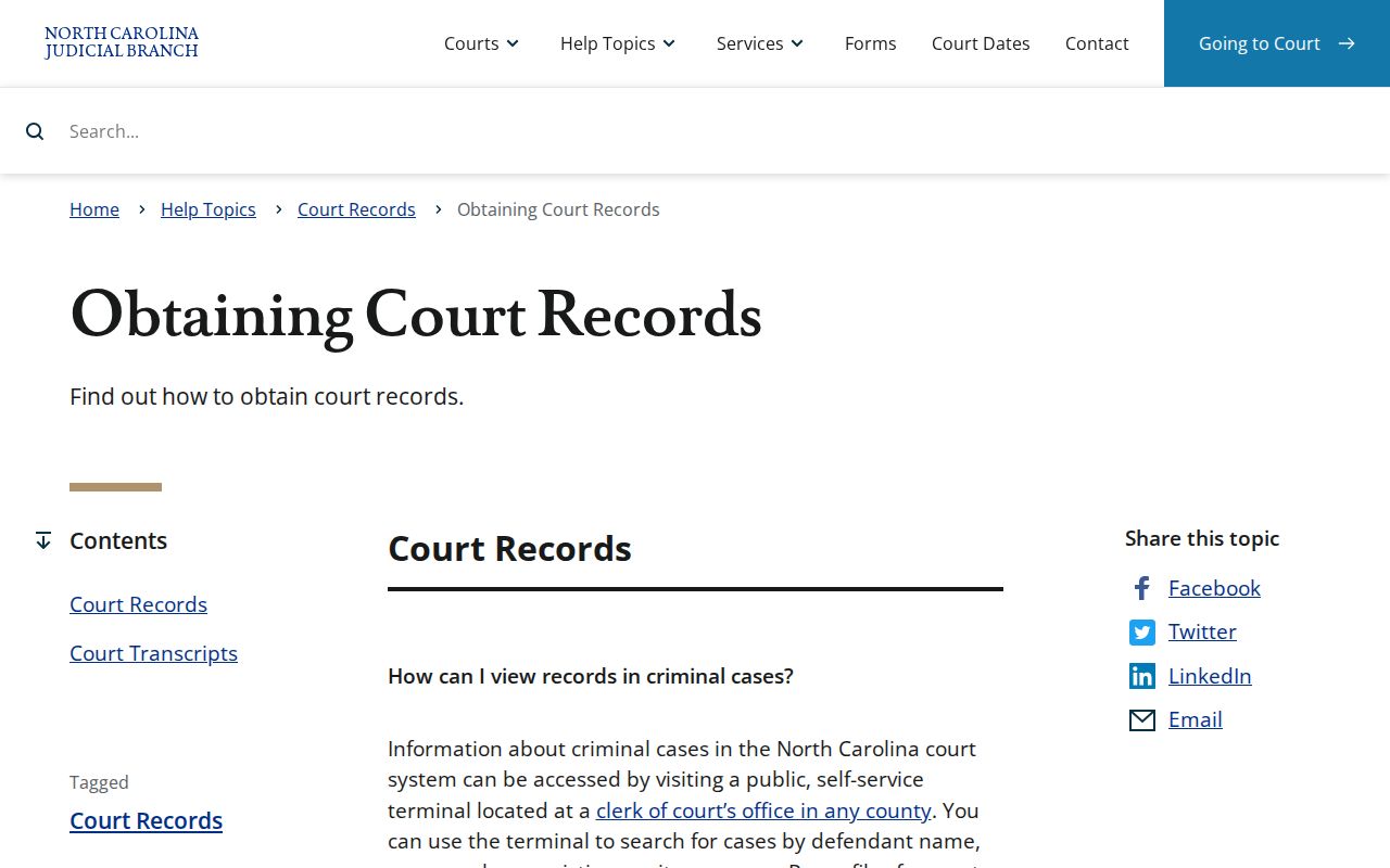 Bladen County court record access instructions