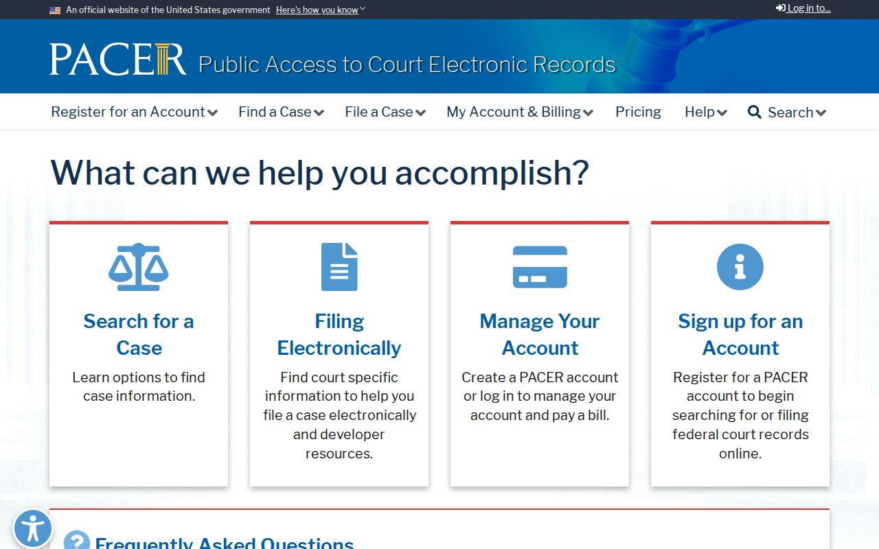 PACER federal case access for Bladen County court research