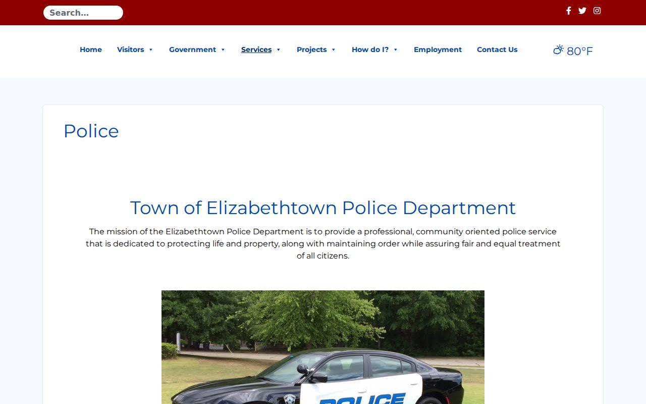 Elizabethtown Police Department criminal record request source