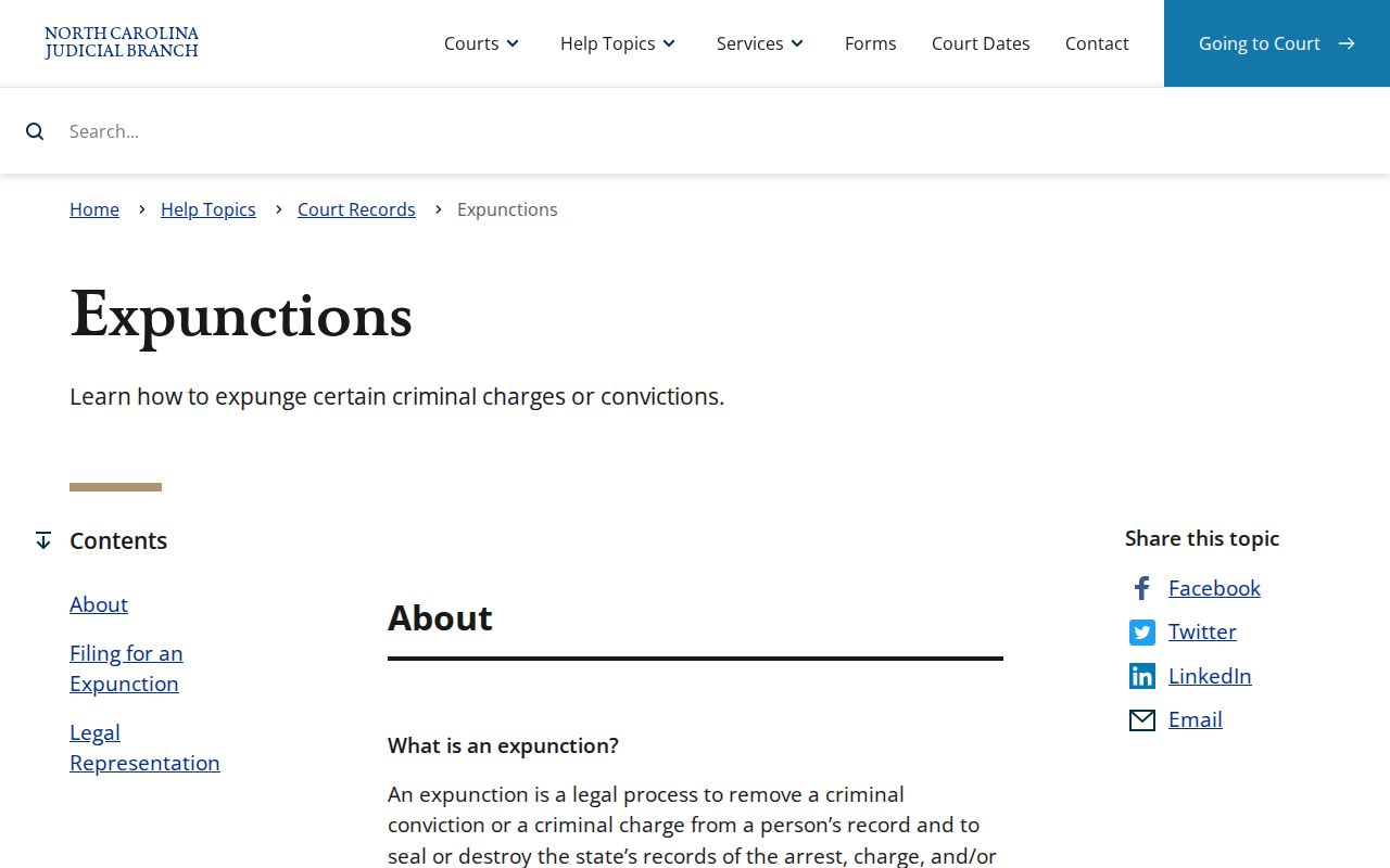 Bladen County criminal records expunction guidance