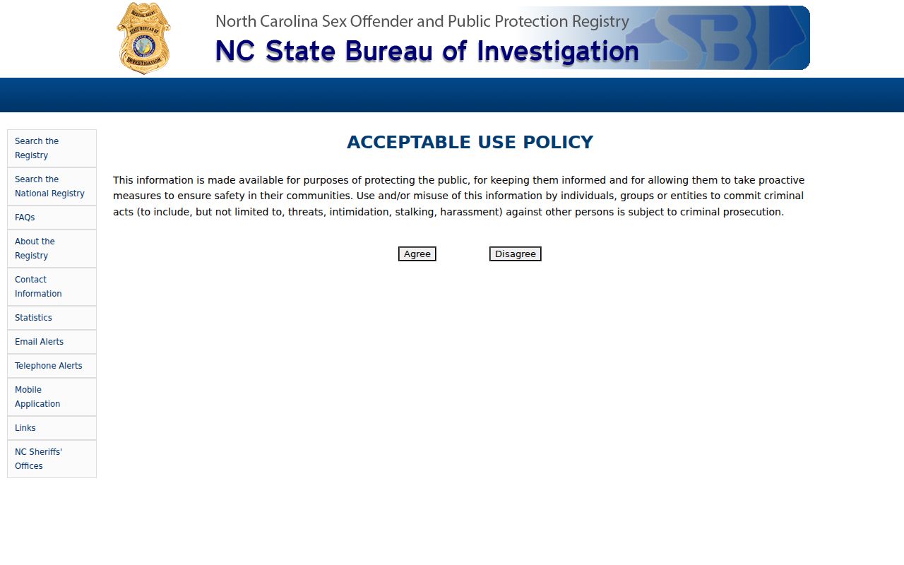 Bladen County sex offender registry official search page